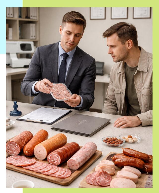 Сертификация колбасных изделий в Балакове от 7633 р. | Алешин-Блк